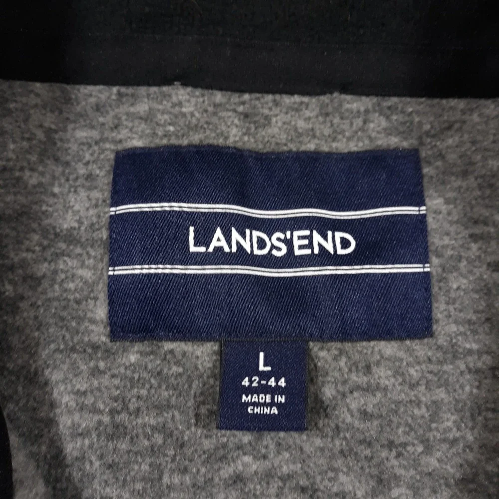Lands' End Vest Mens Size Large Full Zip Gray Outdoor Travel Fleece Pockets